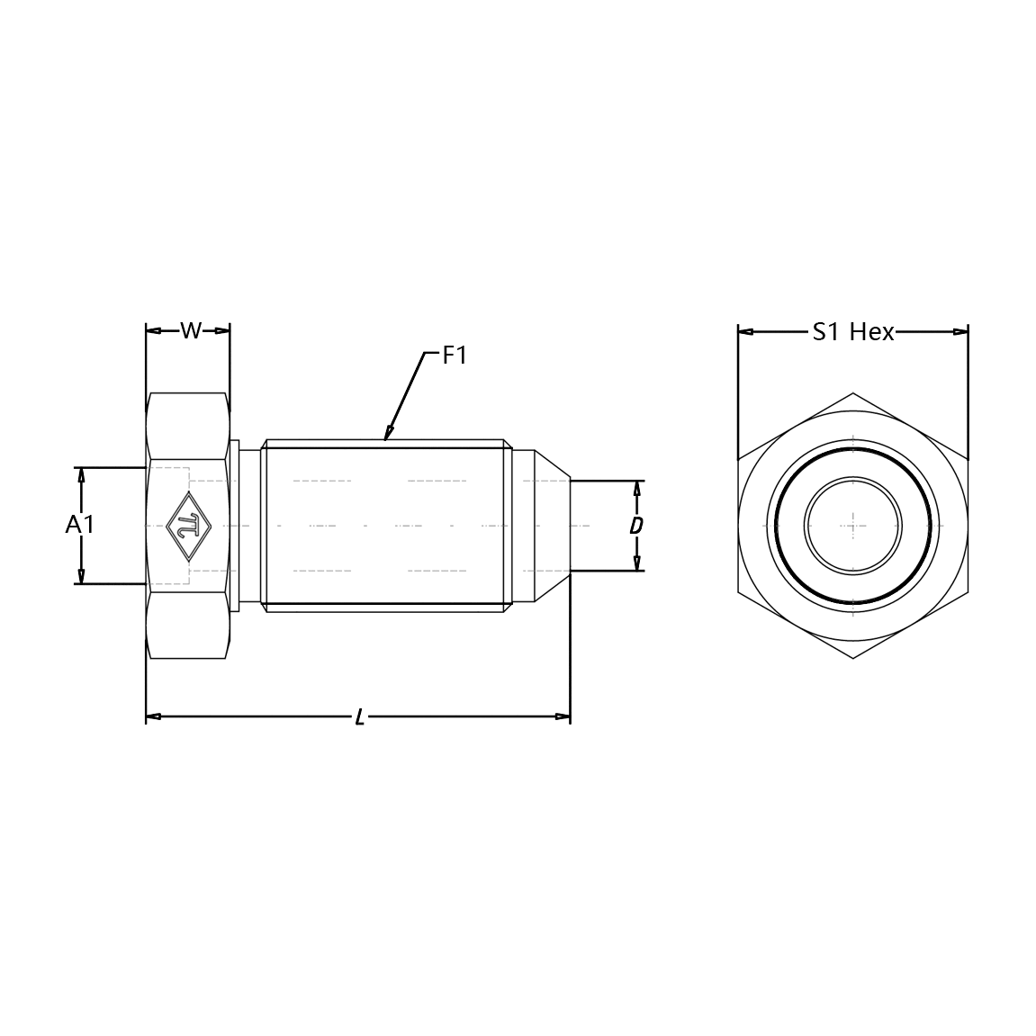 0406 Tube Bore x Male JIC Bulkhead