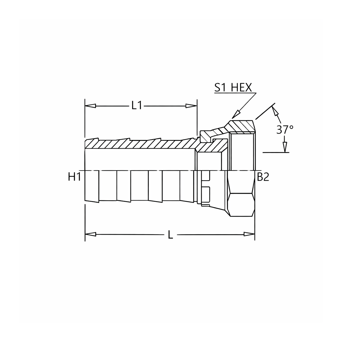 2111 Push-On Hose Barb x Female JICSwivel