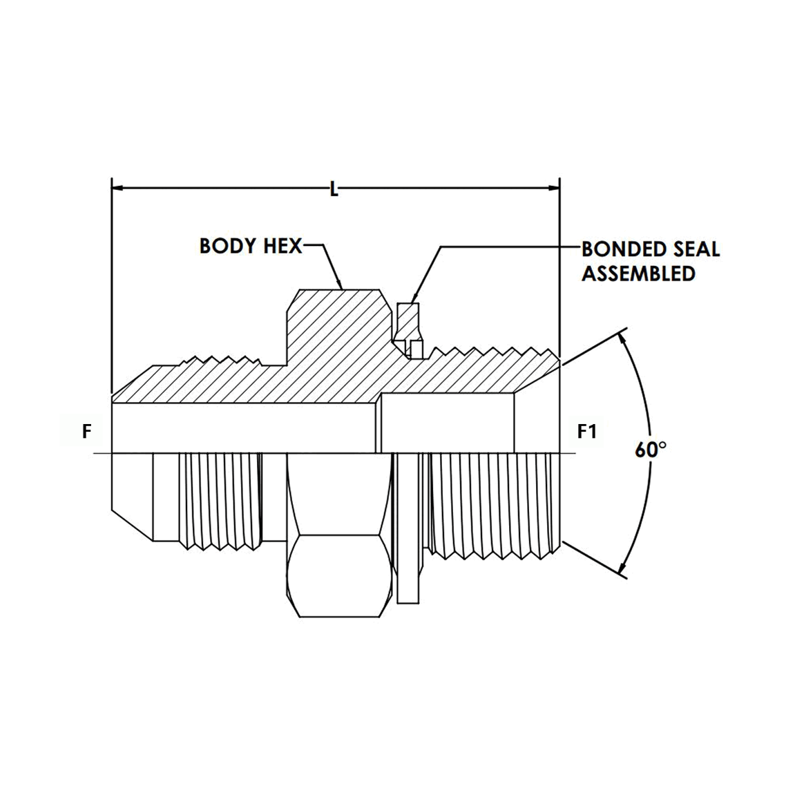 7002-BS Male JIC x Male BSPP (Type D)Bonded Seal
