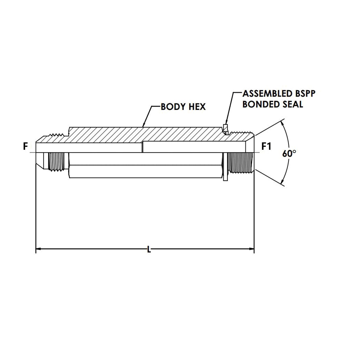 7002-L-BS Bonded Seal Male JIC x Male BSPP (Type D)